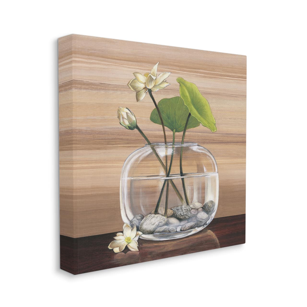 Stupell Industries White Water Lilies and Lilypad In Vase Still-Life Canvas Wall Art